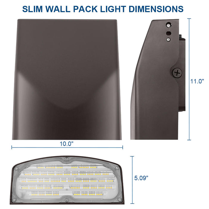 Konlite LED Slim Wall Pack Light dimensions