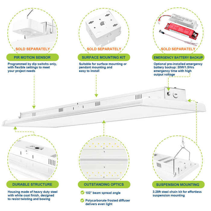 5000k 225W led linear highbay with product features