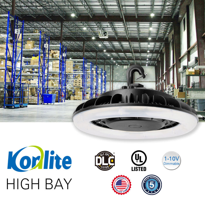 UL and DLC certified Konlite LED highbay in a warehouse