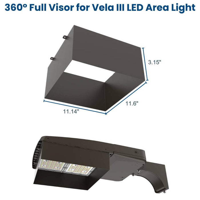 310W parking lot light Full visor glare shield dimensions