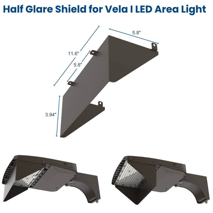150w Vela Parking lot side shield dimensions