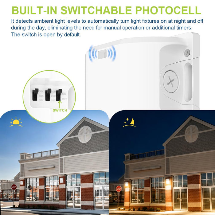 Built-in switchable photocell for Konlite WM7 Mini LED Wall Pack Fixture