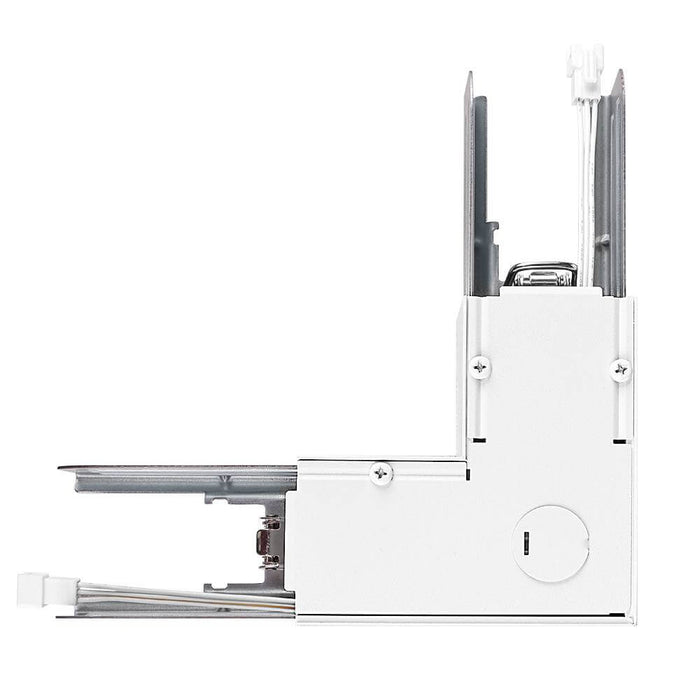 Back of White L-Shape Connector Use with Konlite Architectural Linear Light Fixture