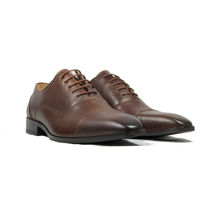 'Laurent' - cap-toe classic vegan oxford in chestnut by Zette Shoes - Vegan Style