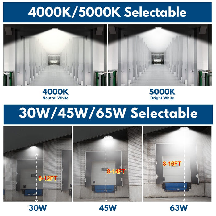 Konlite White LED Canopy Light wattage selectable and CCT selectable