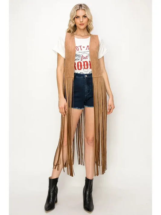Long Faux Suede Vest