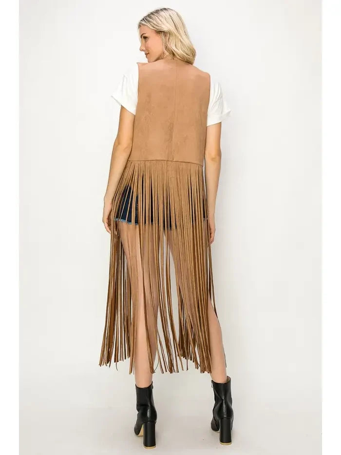 Long Faux Suede Vest