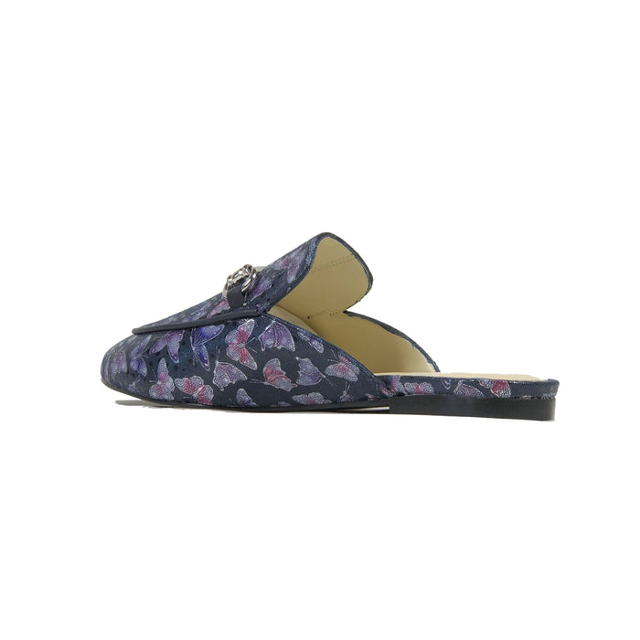 'Lucinda' vegan textile slides by Zette Shoes - deep navy - Vegan Style