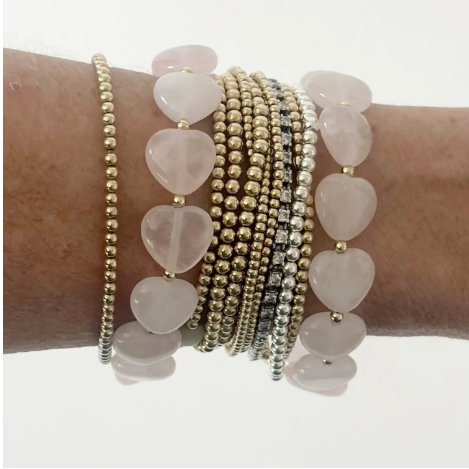 Maizy Heart Bracelet- Pink Quartz