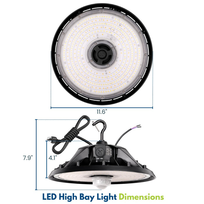 Konlite UFO Round LED High Bay light dimensions