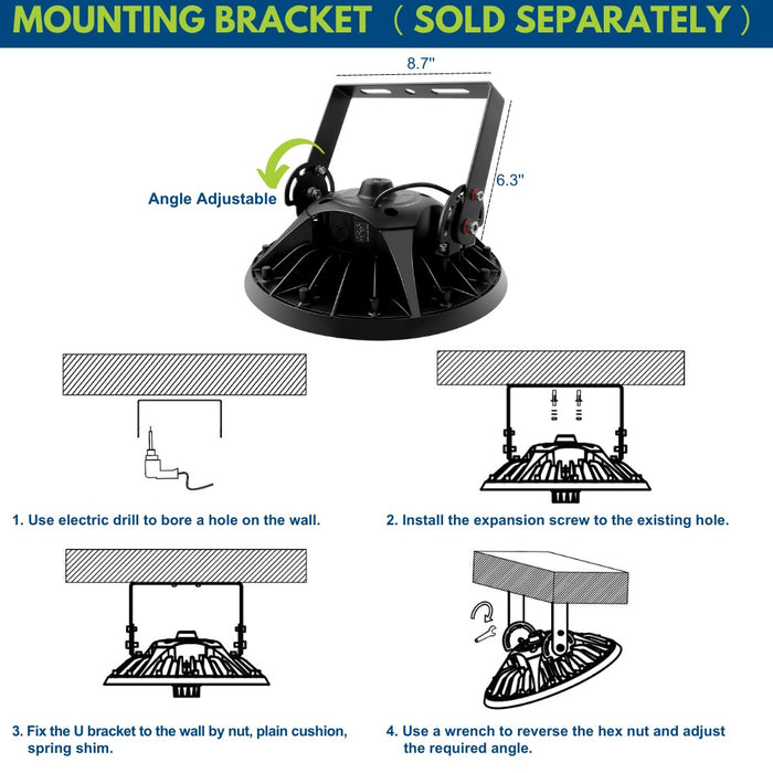 Konlite UFO Round LED High Bay light with U-bracket