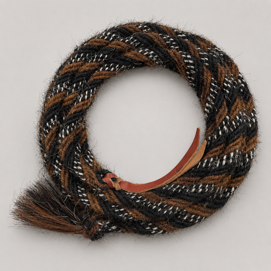 Mecate - MEC126 - 5/8"x22' 6-Strand Brown, Black and White