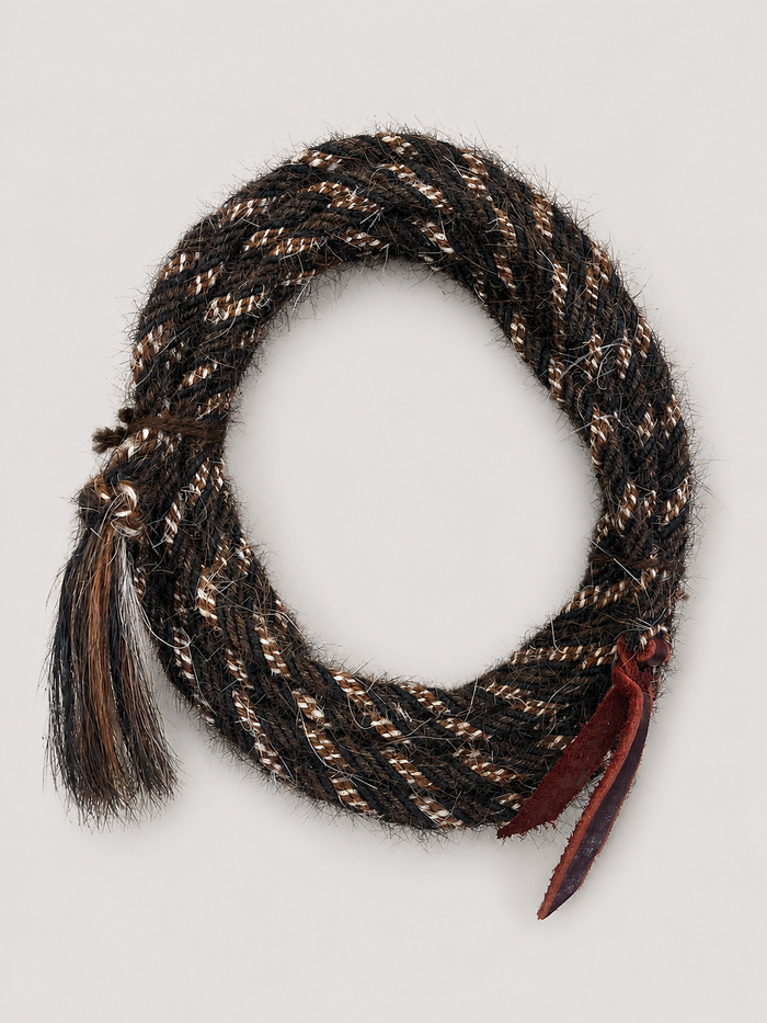 Mecate - MEC13 - 1/4" x 22' 6 Strand Mane Hair Black, Brown and Cream