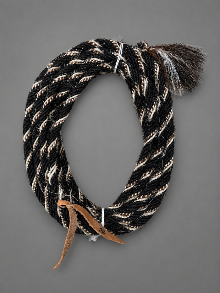 Mecate - MEC131 - 3/8"x22' 6-Strand Mane Hair Black, White, & Brown