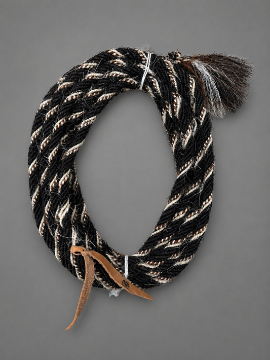 Mecate - MEC131 - 3/8"x22' 6-Strand Mane Hair Black, White, & Brown