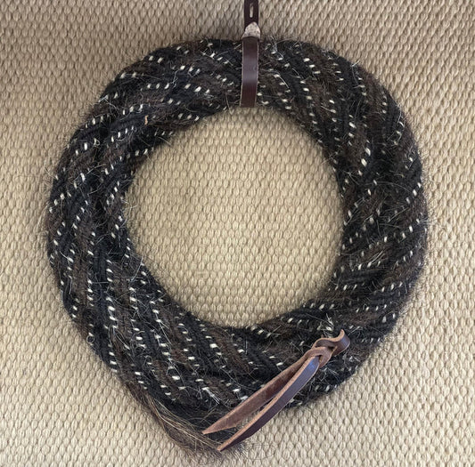 Mecate - MEC91 - 5/8"x22' 6-Strand Mane Hair Brown, Black, and White