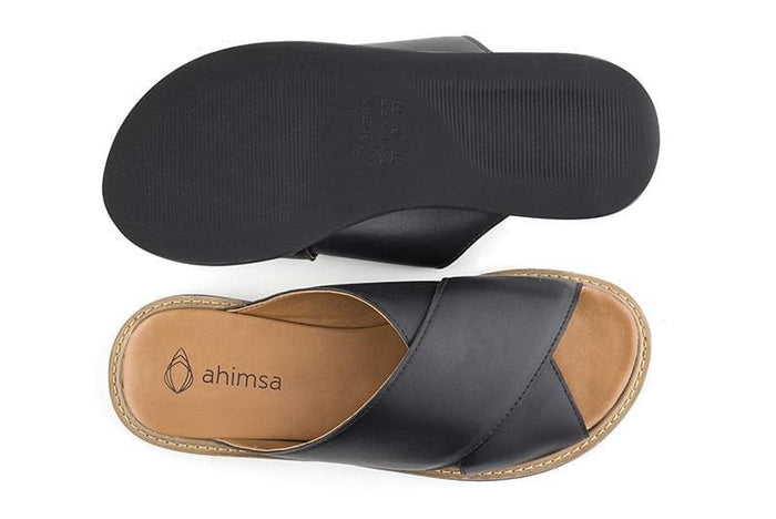 'Mia' women's vegan sandals by Ahimsa - black - Vegan Style