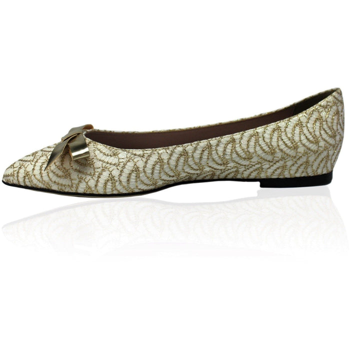 'Nina' Bow Ballet Flats (White Lace) by Zette Shoes - Vegan Style
