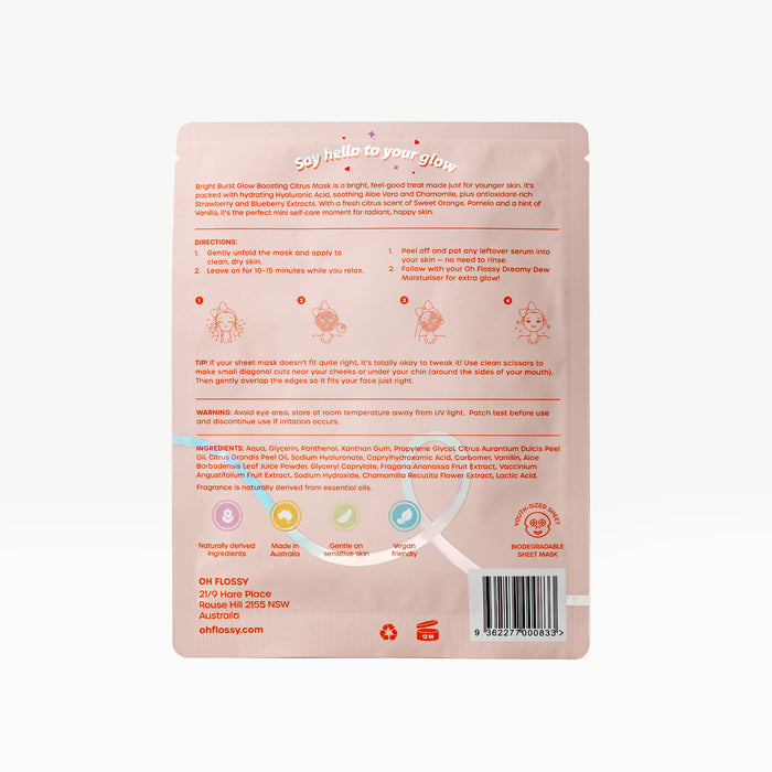 Oh Flossy Skincare - Bright Burst Glow Boosting Citrus Mask