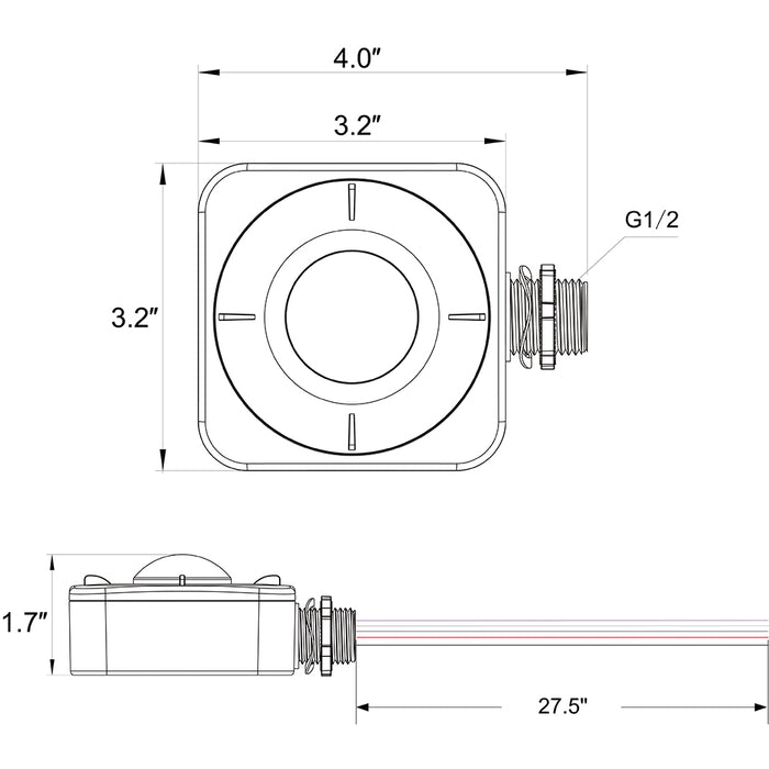 Dimensions of High bay Motion Sensor