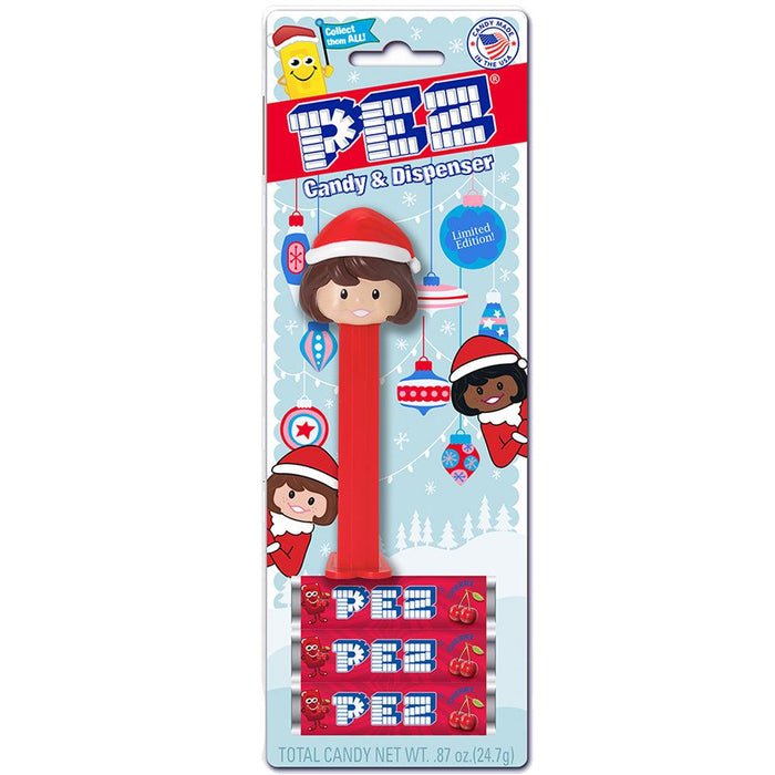 PEZ Presenter Girl Santa Hat (Light Skin Tone/Brown Hair)
