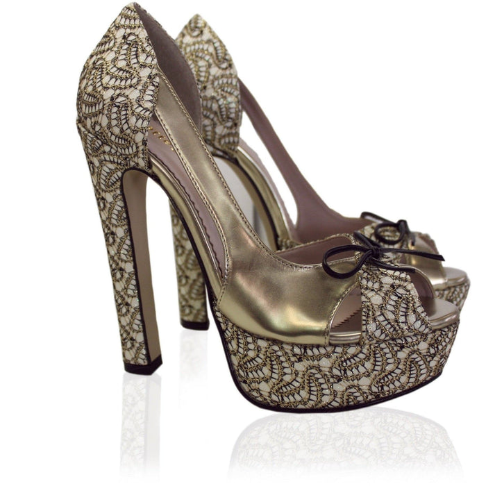 'Pina' Vegan Heels (Platinum/Lace) by Zette Shoes - Vegan Style