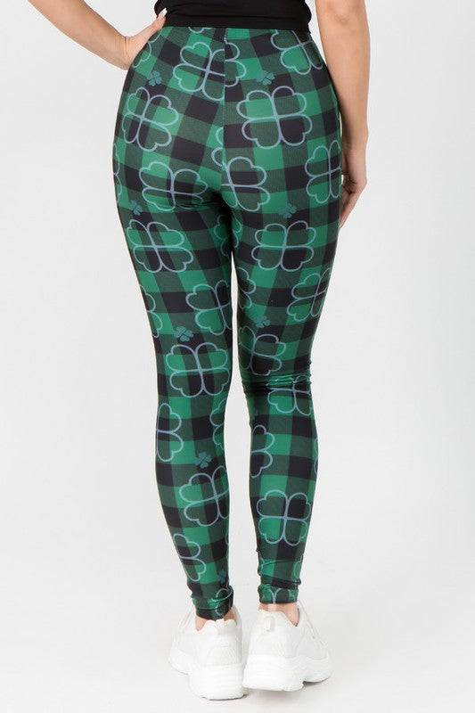 Plaid Clover Print Leggings
