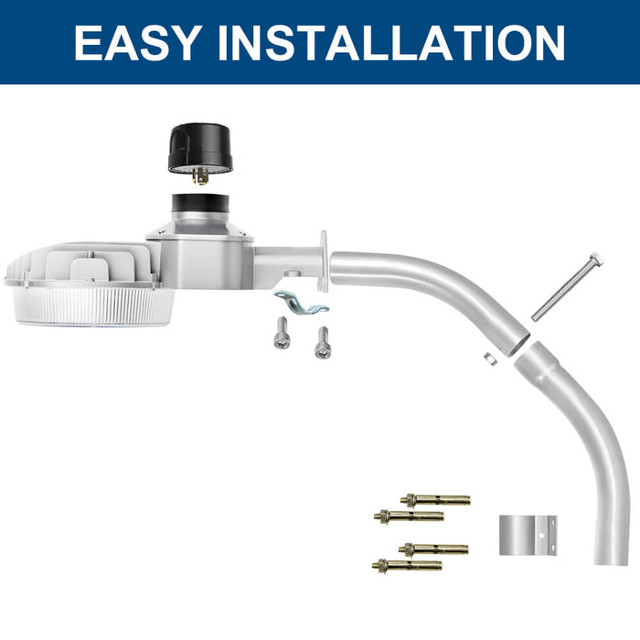 LED dusk to dawn light installed with an arm amount
