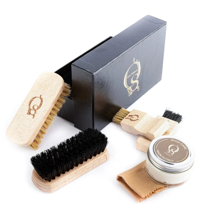 Q Lux Leather Care Kit II with brushes, polish, cloth for lux leather care