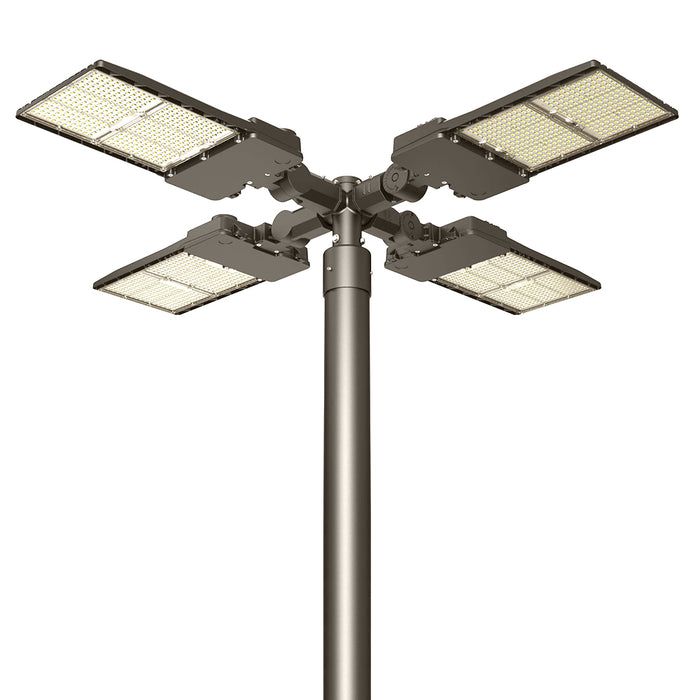 Quad Spoke 90° Tenon Adapter on a light pole