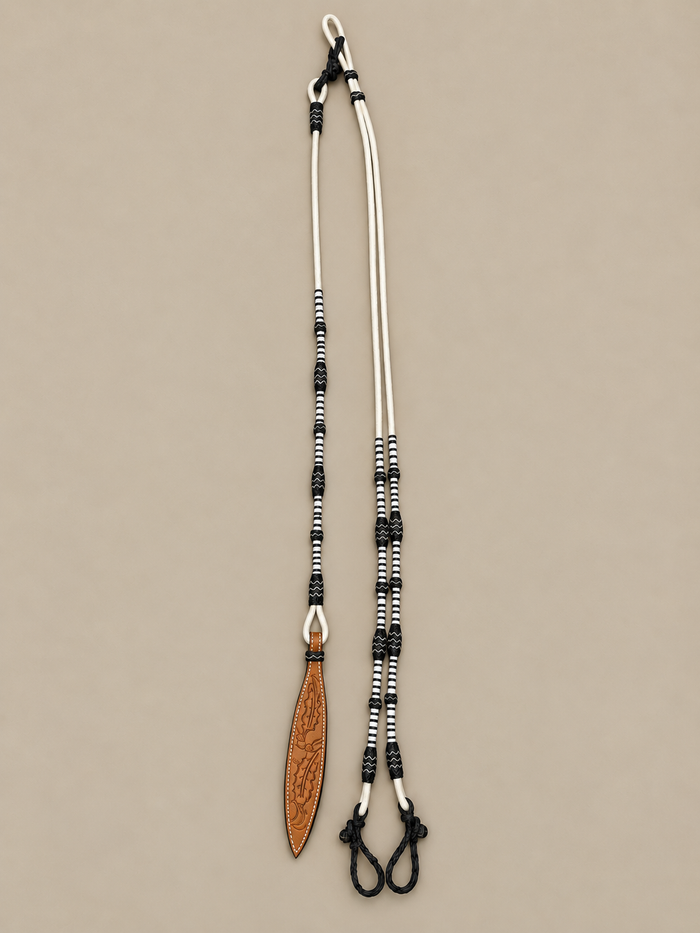 Romal Reins - RR32 - Braided Nylon Black and Natural California Accents 104"