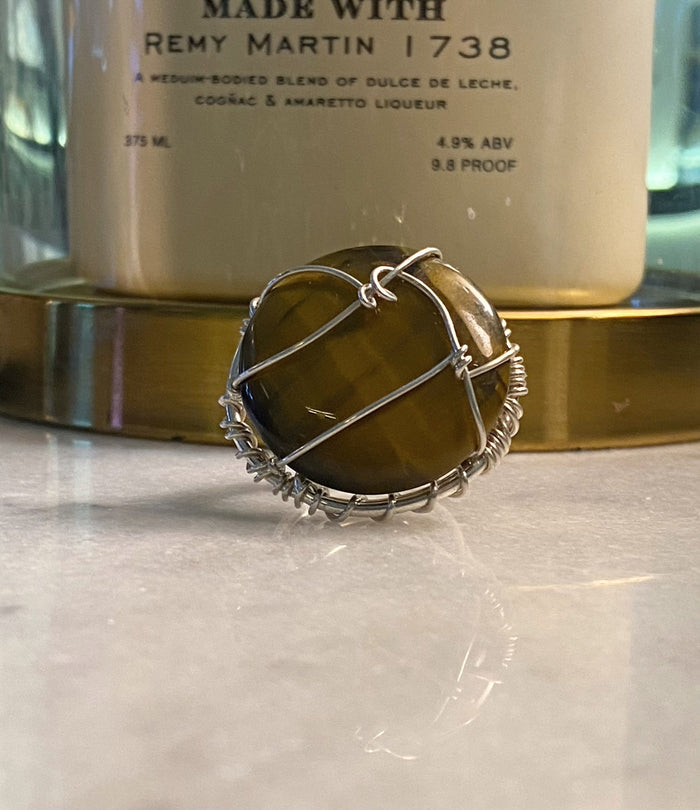 SILVER+TIGERS EYE RING