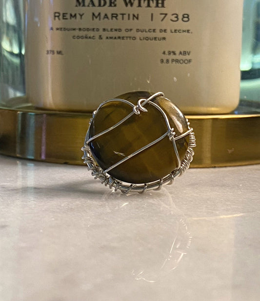 SILVER+TIGERS EYE RING