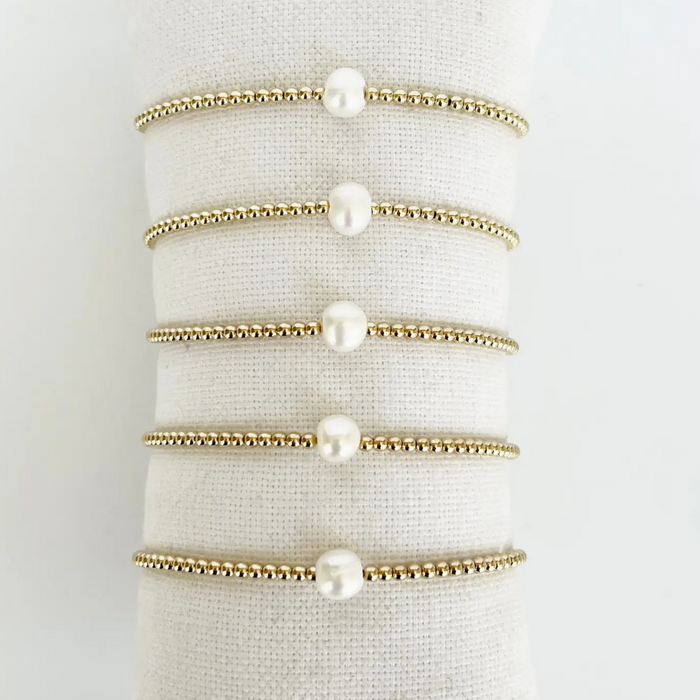 Single Pearl Gold Bead Bracelet