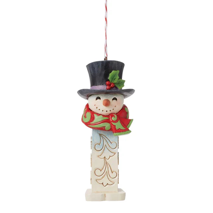 Snowman PEZ Stone Resin Ornament