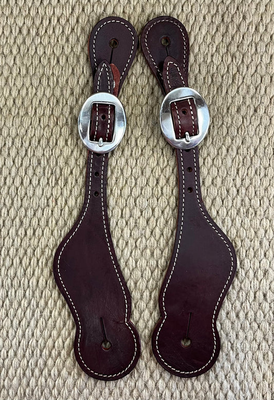Spur Straps - SPS114 - Weaver Ladies Shaped Burgundy Latigo
