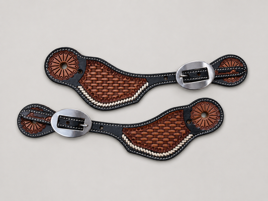 Spur Straps - SPS145 - Mens Buckstitch Basketweave
