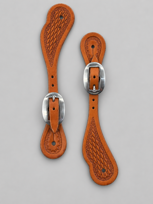 Spur Straps - SPS159 - Medium Natural Skirting with Basketweave