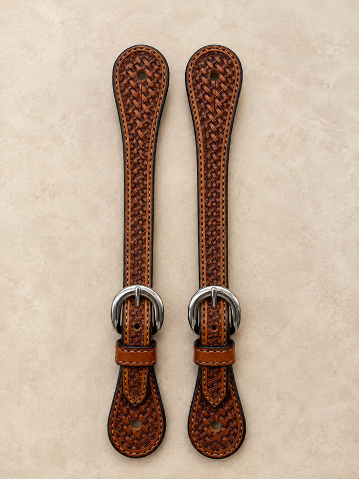 Spur Straps - SPS47 - Ladies 5/8" Straight Basket Antiqued