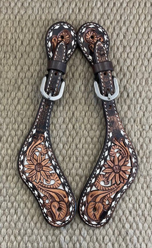 Spur Straps - SPS96 - Ladies White Daisy Filigree