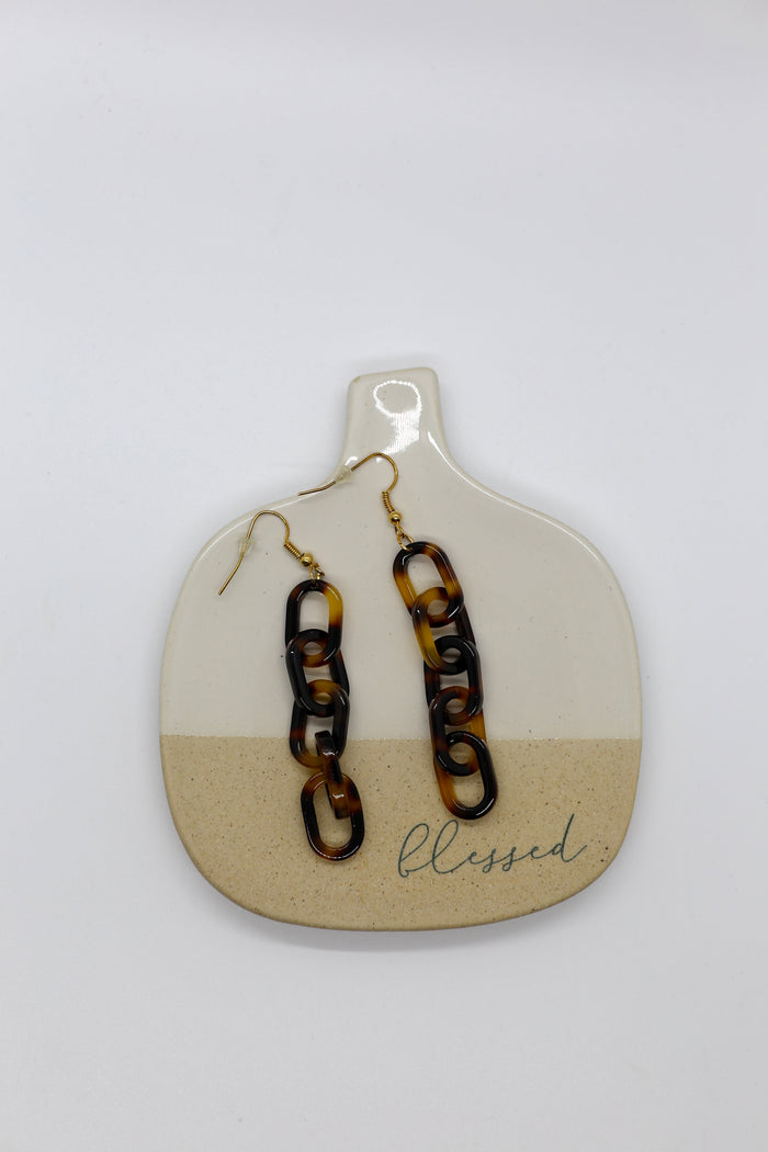Tortoiseshell Link Chain Earrings