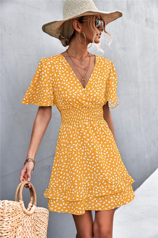 V Neck Summer Mid Length Dress