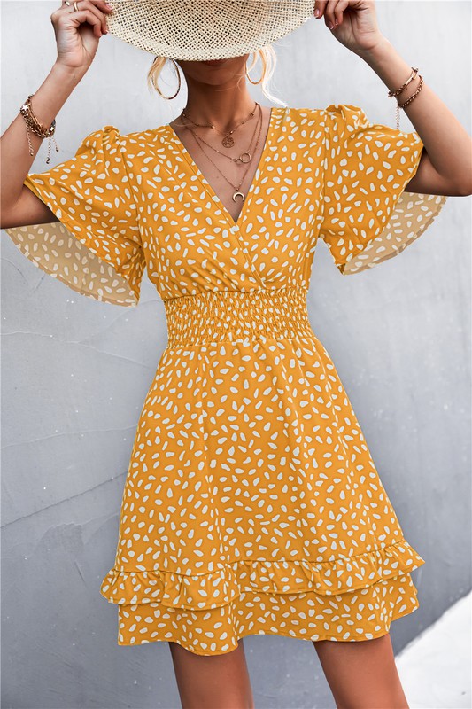 V Neck Summer Mid Length Dress