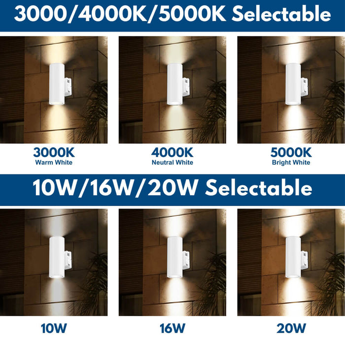 Watts and CCT selections of Konlite LED Cylinder Up and Down Wall Light fixture