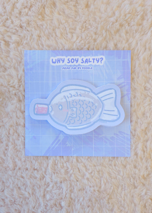 Why Soy Salty? Kawaii Asian Fish - Shaped Soy Sauce Container Memo Pad - Koodle