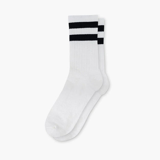 Women's Eco-Friendly Crew Socks | White + Black