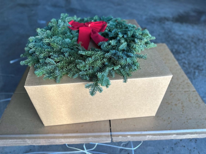 Wreath Noble Fir / With Red Bow (Fresh Cut)
